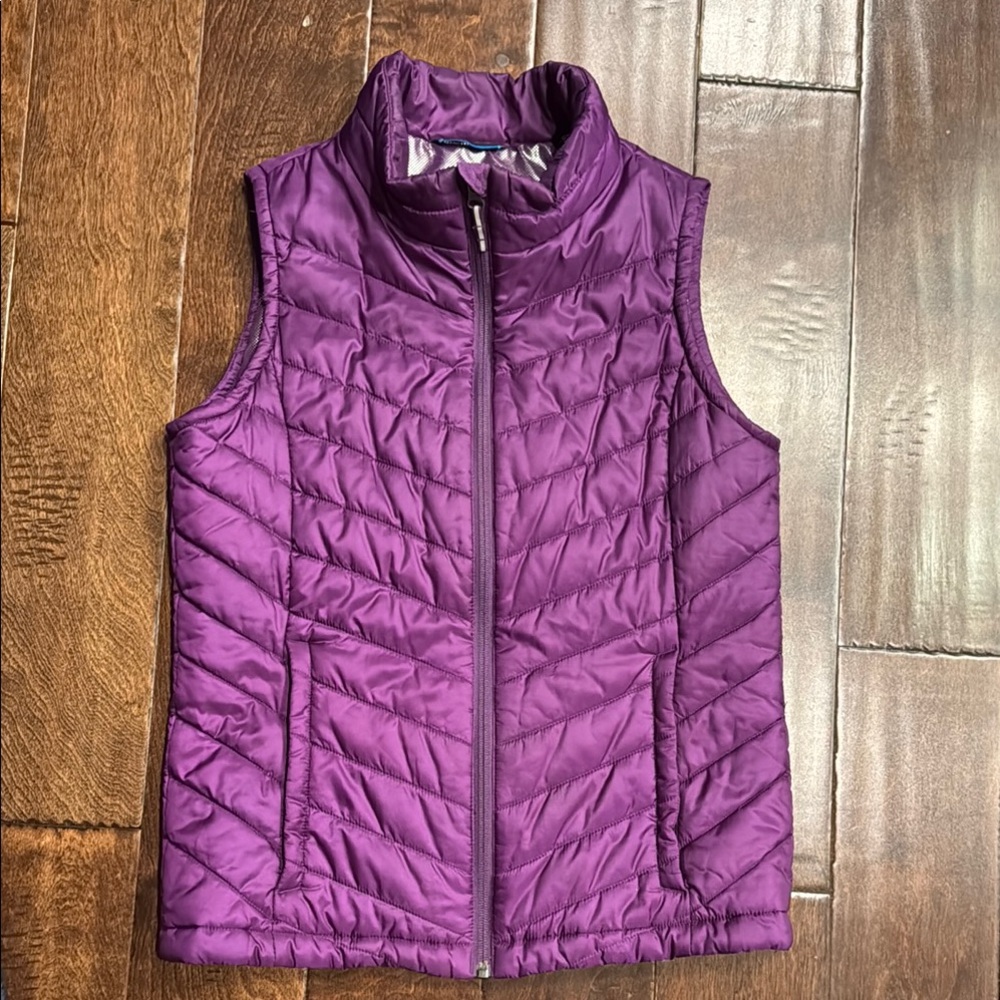 Purple Quilted Sleeveless Vest with Zipper- Omni-heat
